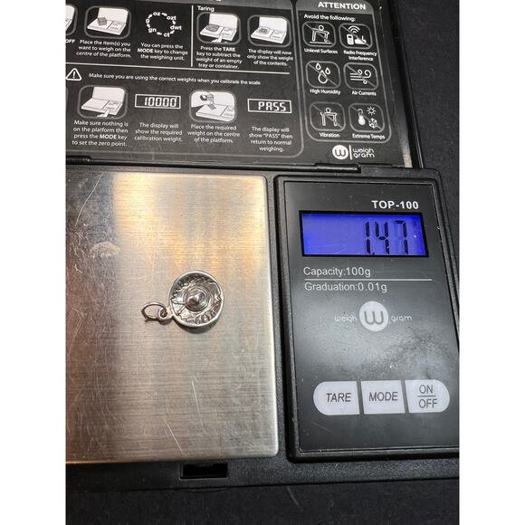 Vintage Sterling Silver Sombrero Hat Pendant Charm - Picture 8 of 8